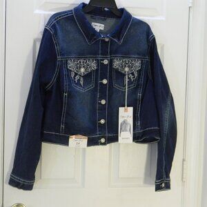 Copper Flash Denim Jean Jacket Bedazzled Buttons Size 2X NWT
